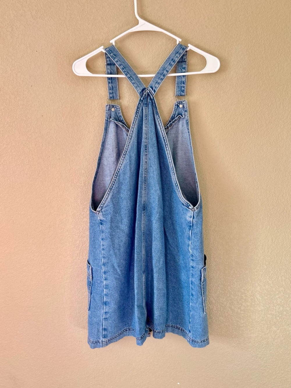 Top Shop Denim Zip-Front Pinafore Mini Dress in Medium Blue Size 10L - Picture 6 of 10